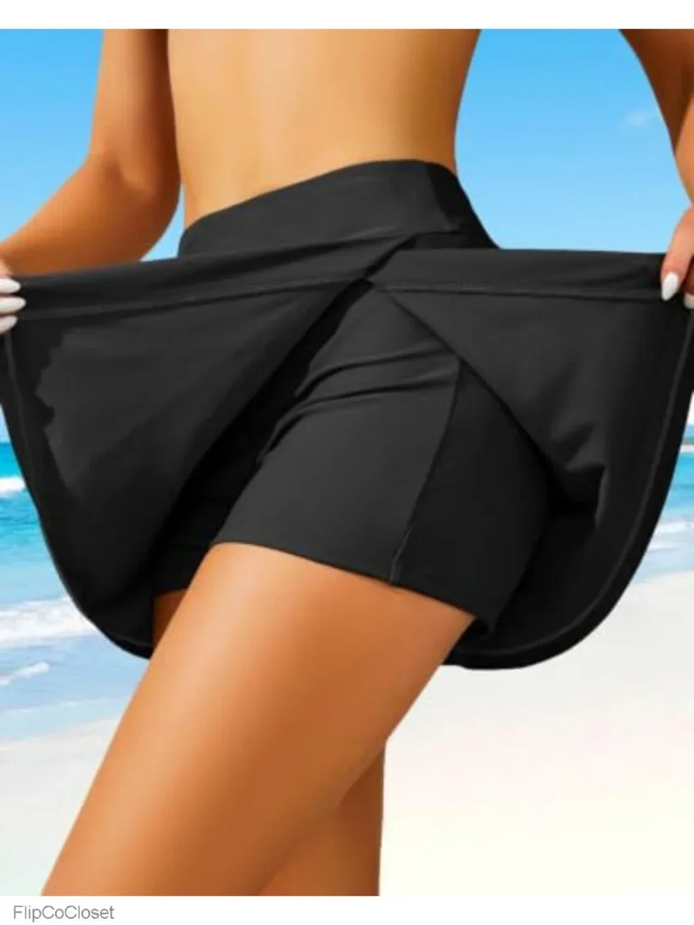 High Waisted Swim Skirt with Built-in Shorts Tummy Control Swim Bottom